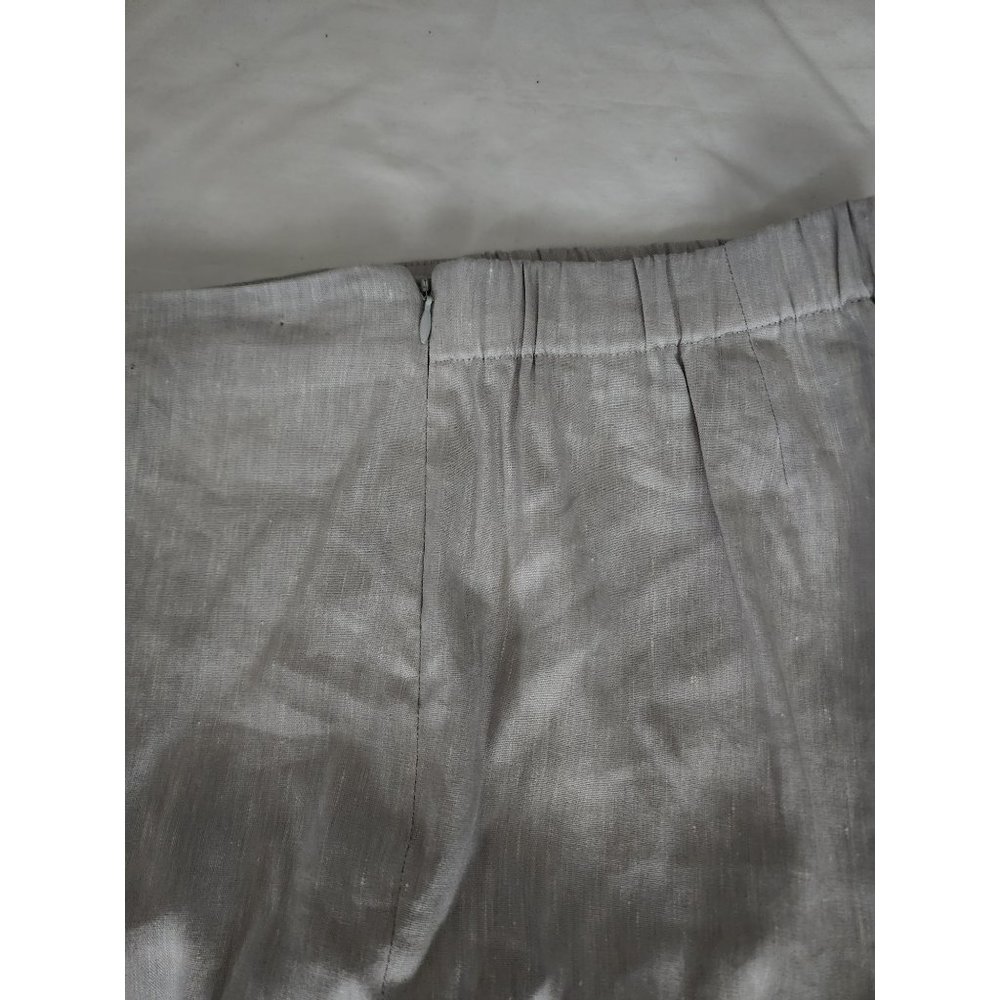 J.Jill Women's Gray Linen‎ Stretch Button-Hem Tapered Ankle Cropped Pants Small - Picture 6 of 14